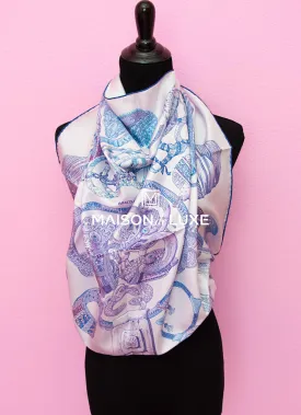 Hermes "Bracelets de Lumiere" Purple Twill Silk 90 cm Scarf