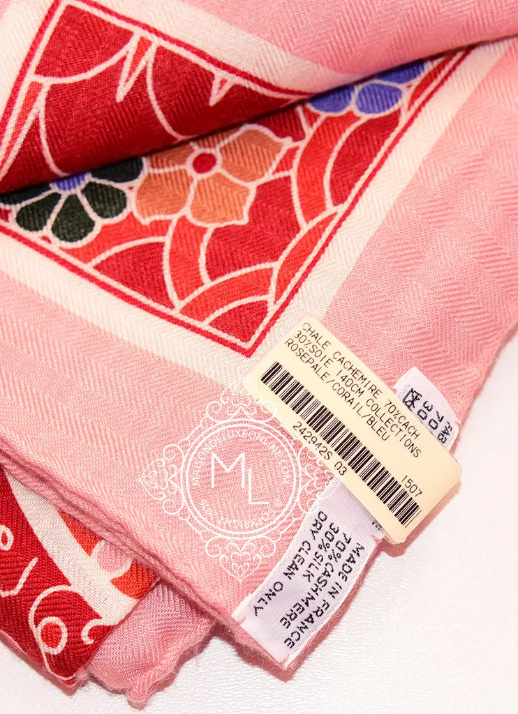 Hermes "Collections Imperiales" Corail Cashmere 140 GM Shawl Scarf