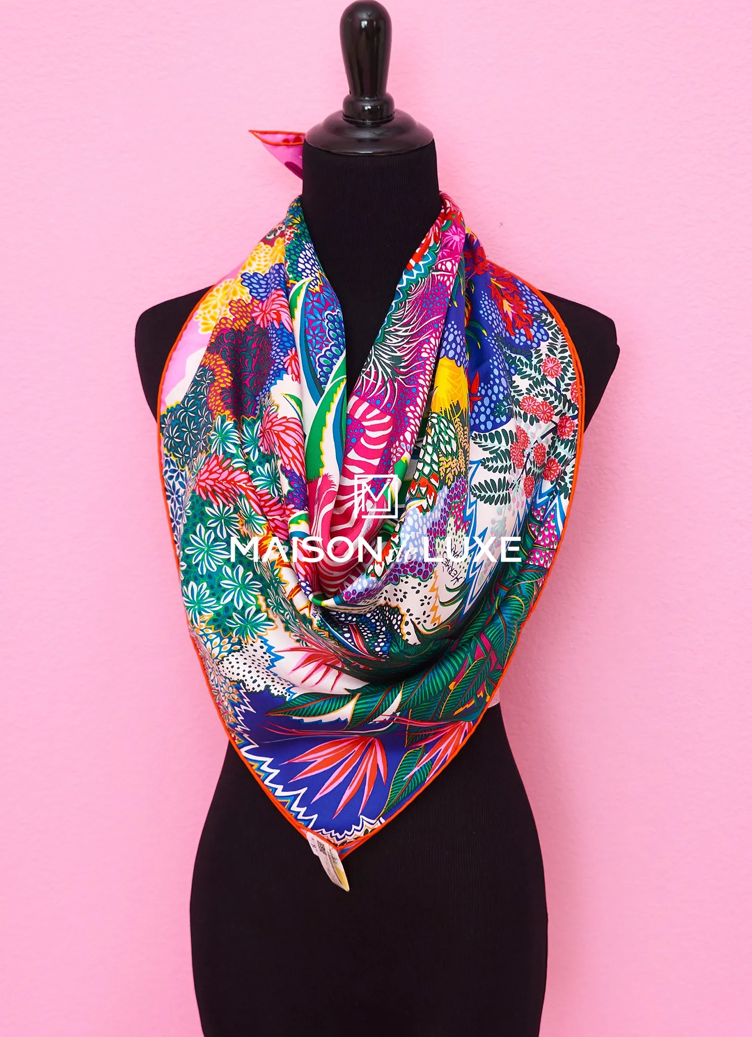 Hermes "Mountain Zebra" Pink Twill Silk 90 cm Scarf