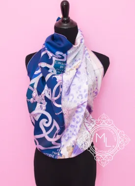 Hermes "Plumets du Roy" Purple Twill Silk 90 cm Scarf