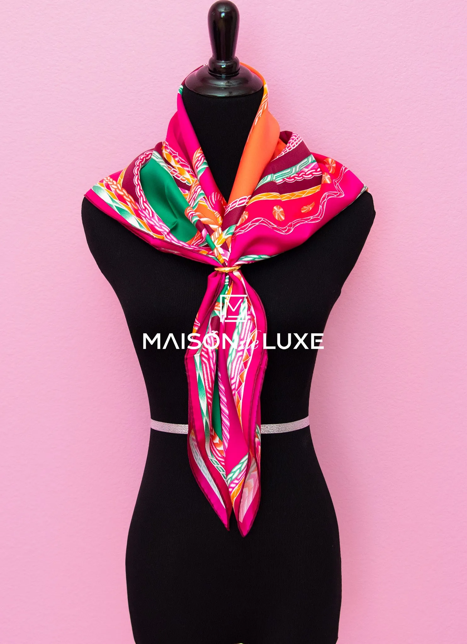 Hermes "Robe du Soir" Fuchsia Twill Silk 90 cm Scarf