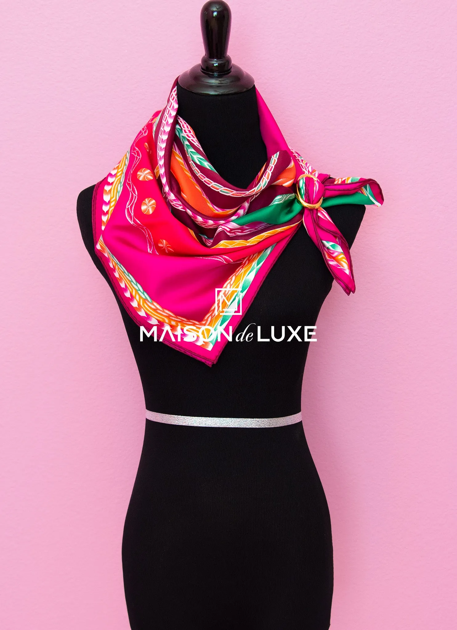 Hermes "Robe du Soir" Fuchsia Twill Silk 90 cm Scarf