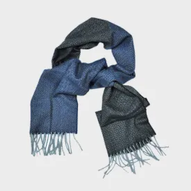 Herring Bone Wool Scarf in Blue & Brown