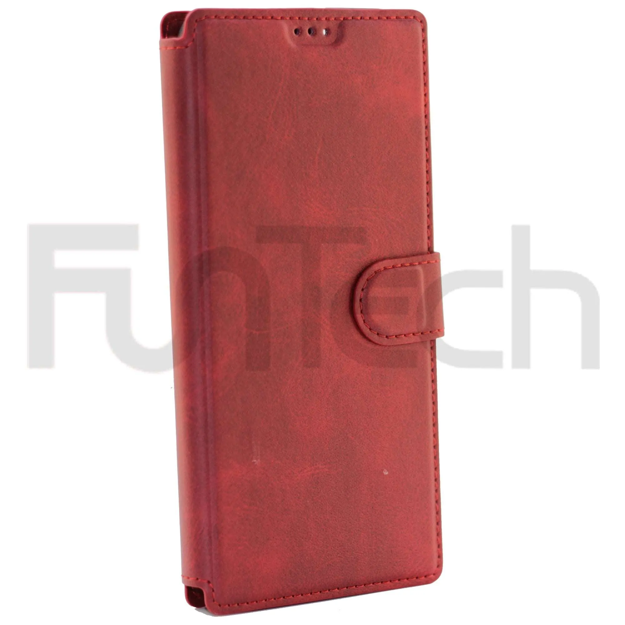 Huawei P smart 2021, Leather Wallet Case, Color Red