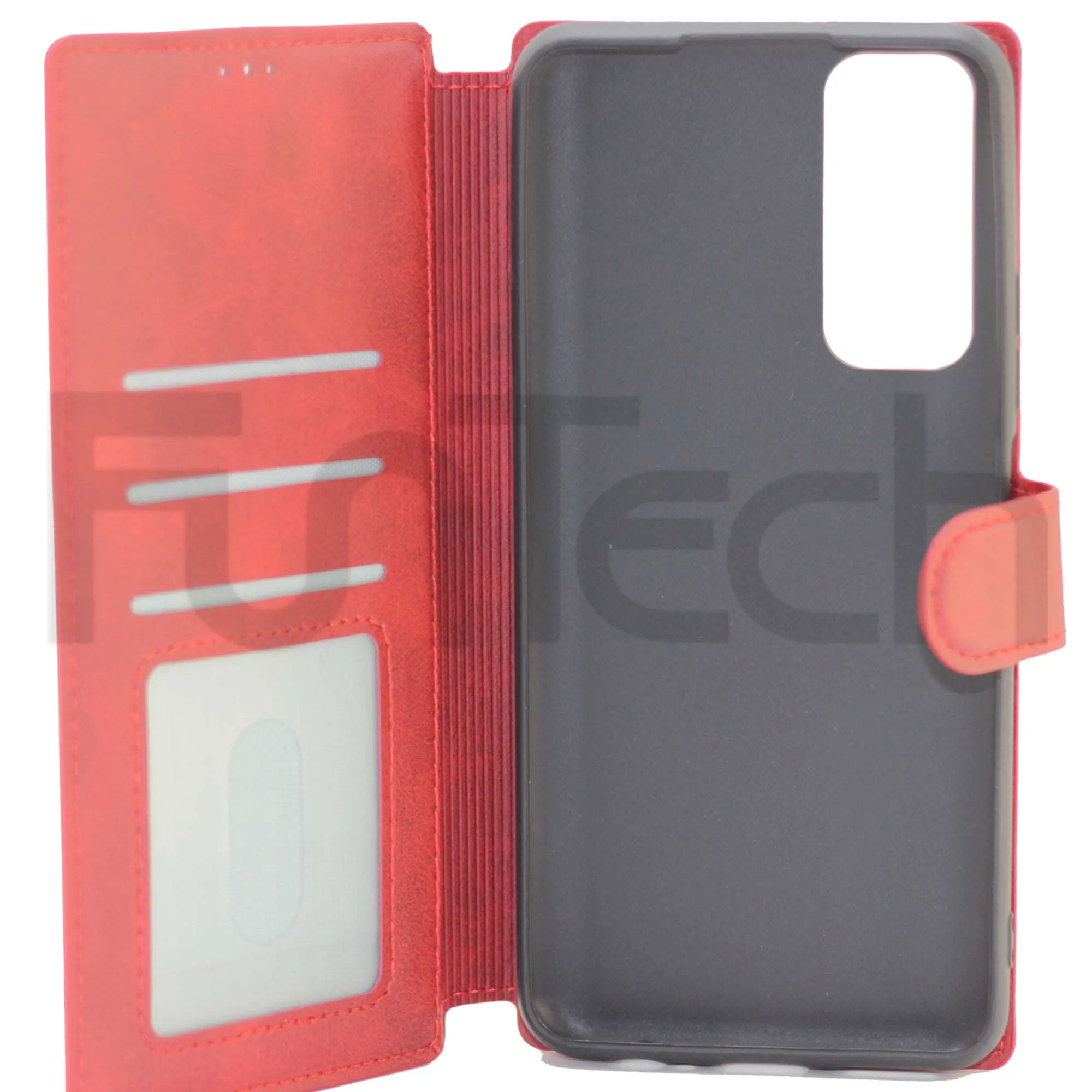 Huawei P smart 2021, Leather Wallet Case, Color Red