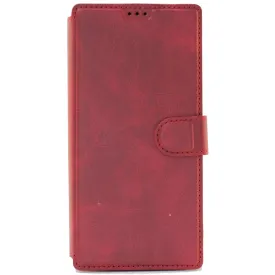 Huawei P smart 2021, Leather Wallet Case, Color Red