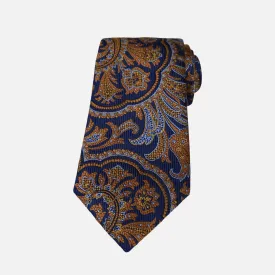 JZ Richards Navy Blue Woven Silk Paisley Tie -  Handcrafted in the USA