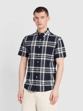 Kele Check Short Sleeve Shirt In True Navy