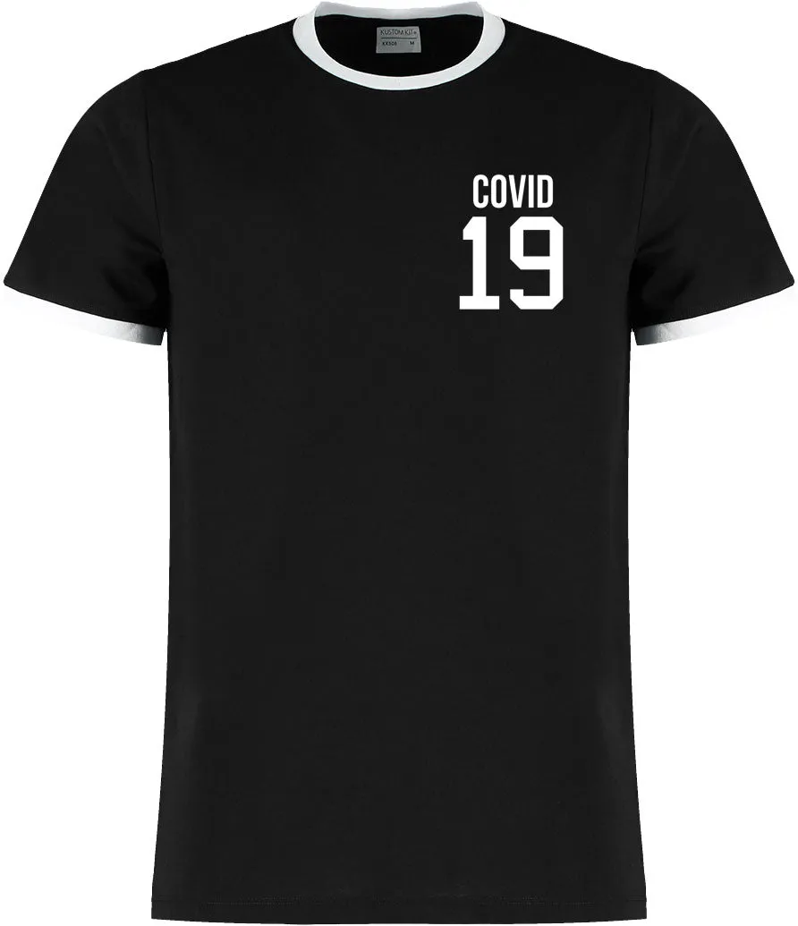 KKT K508 ― Covid 19 ― Fashion Ringer Contrast T-Shirt Trikot - Schwarz / Weiß