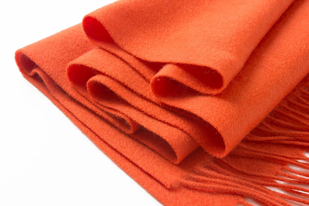 Lambswool Scarf Woven Plain Orange