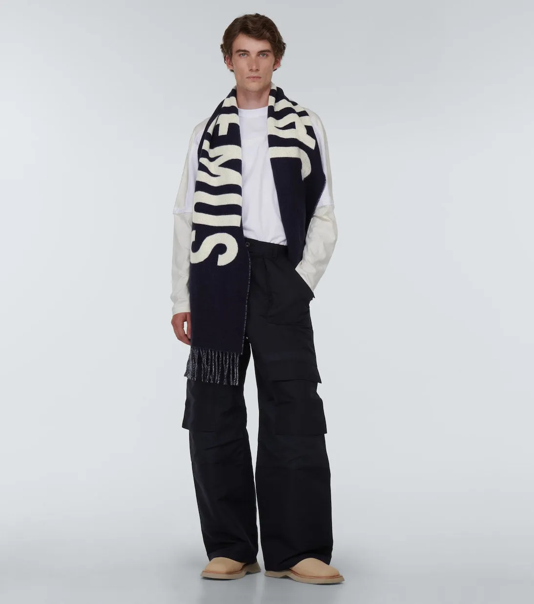 L'echarpe jacquemus scarf in Jacquemus natural wool, blue