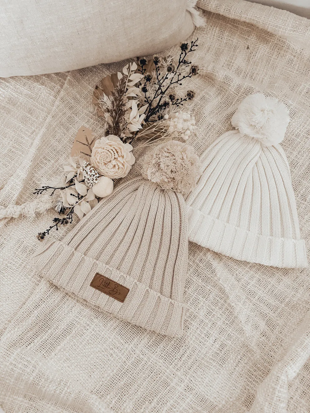 Little B's Nursery | Knit Ribbed Baby Beanie - Honey Milk