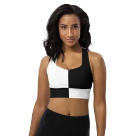 Longline sports bra Black and White Block