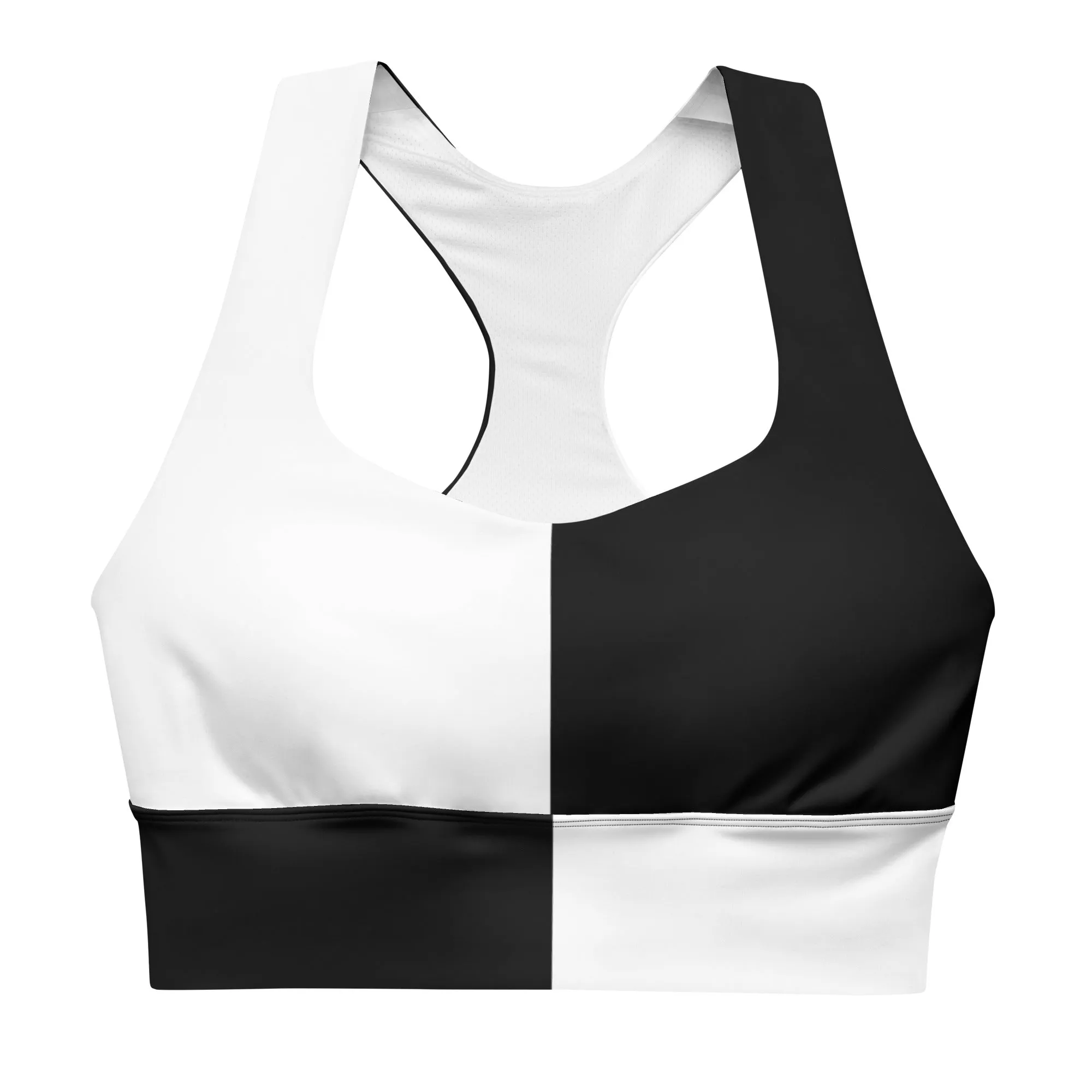 Longline sports bra Black and White Block