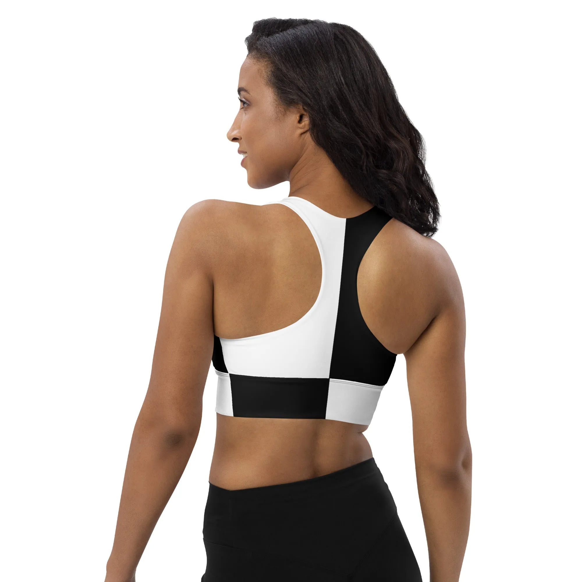 Longline sports bra Black and White Block