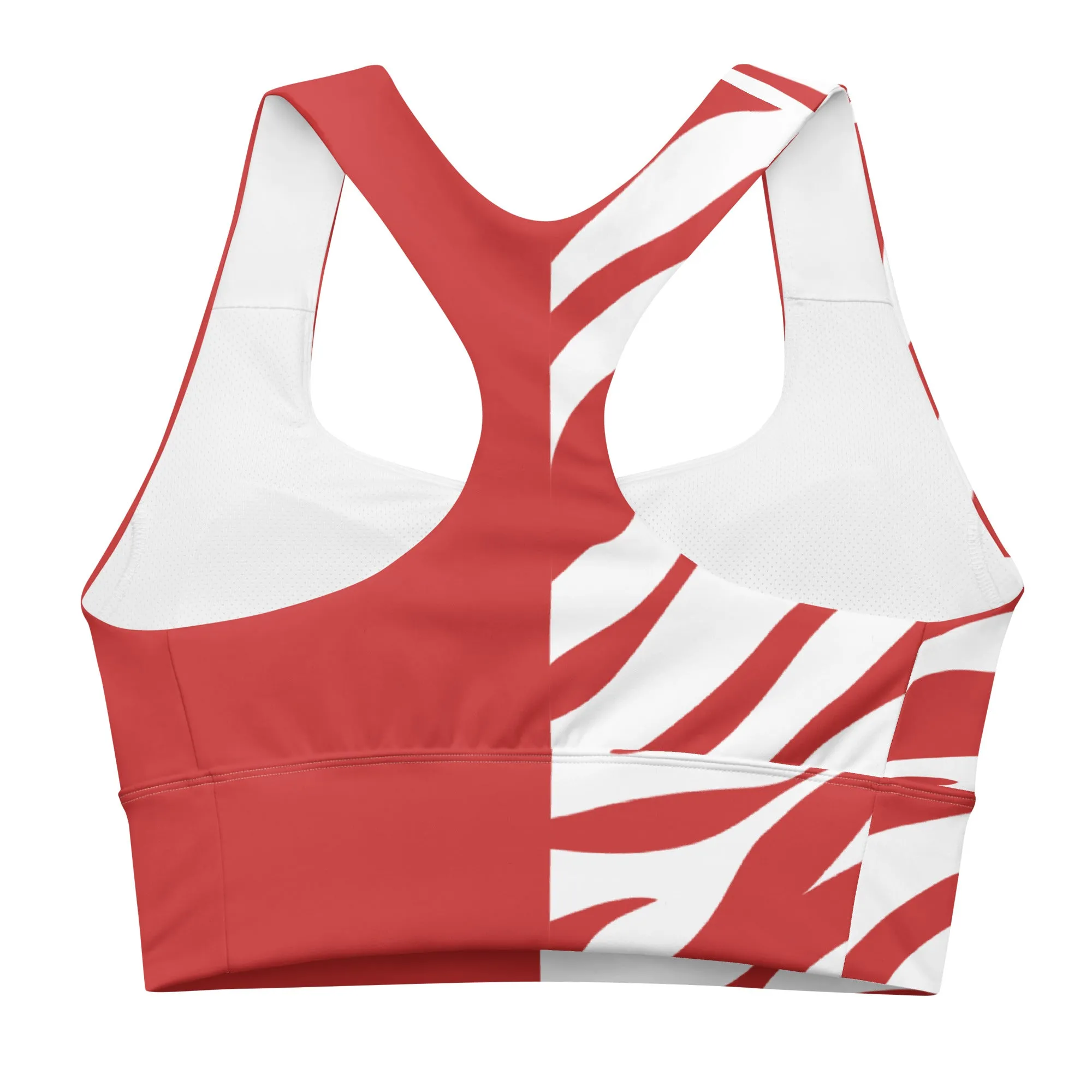 Longline sports bra Red and White Zebra