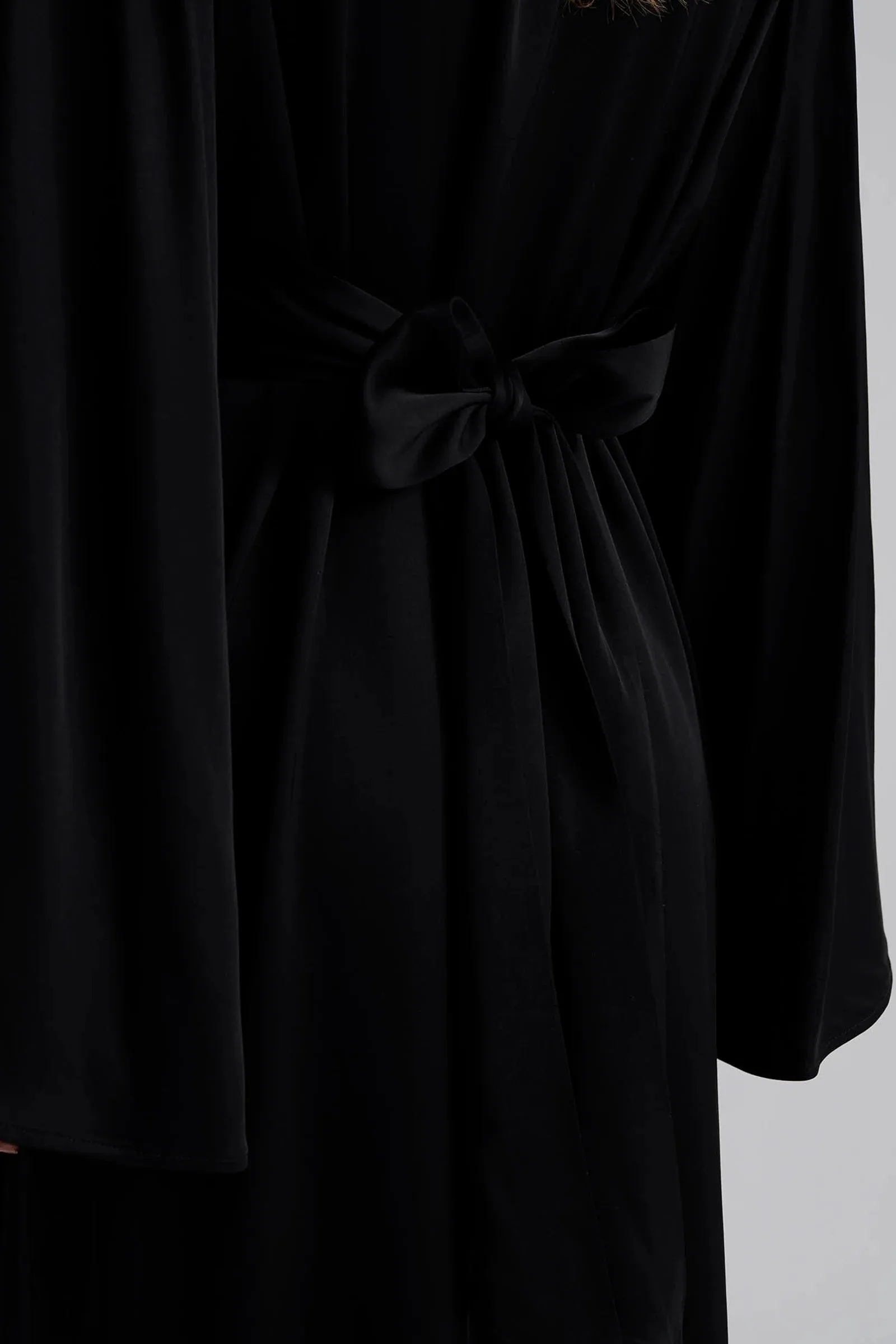 Malina Auden Black V-neck Satin Midi Dress