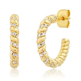 Medium Pave CZ Twist Hoops