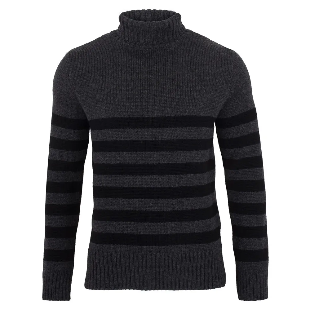 Men's Chunky Merino Breton Stripe Submariner Roll Neck Jumper