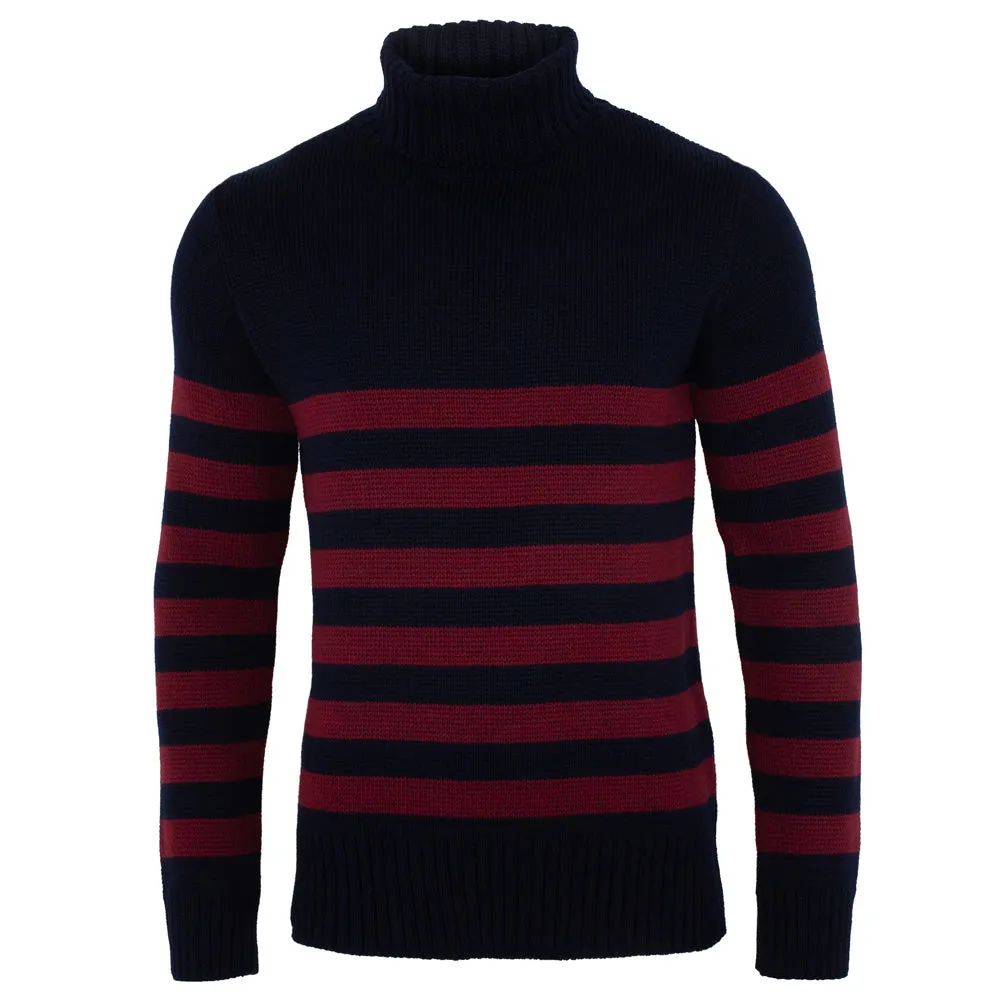 Men's Chunky Merino Breton Stripe Submariner Roll Neck Jumper