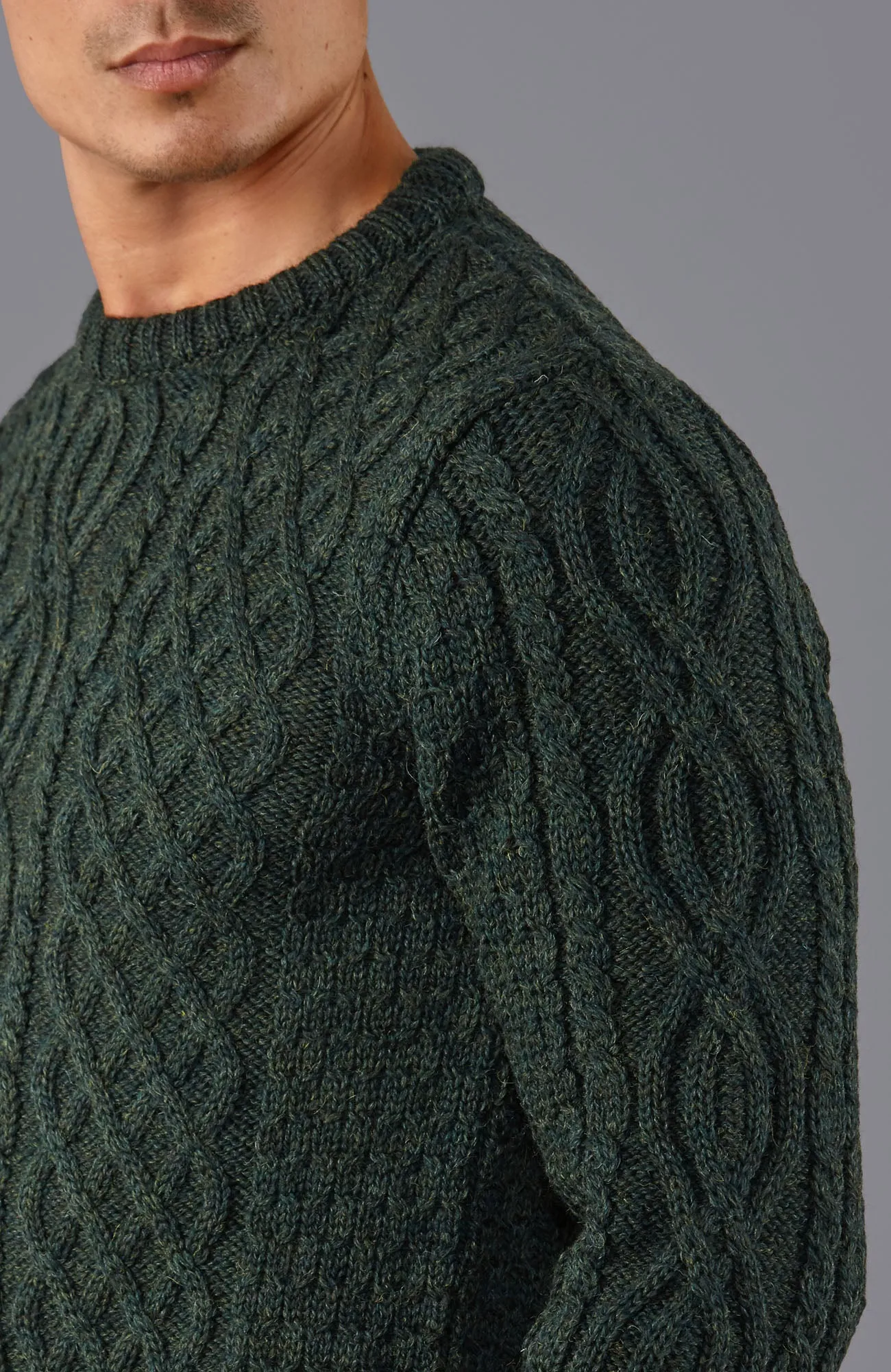 Mens Jarvis British Wool Aran Cable Sweater