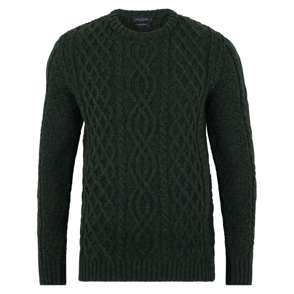 Mens Jarvis British Wool Aran Cable Sweater