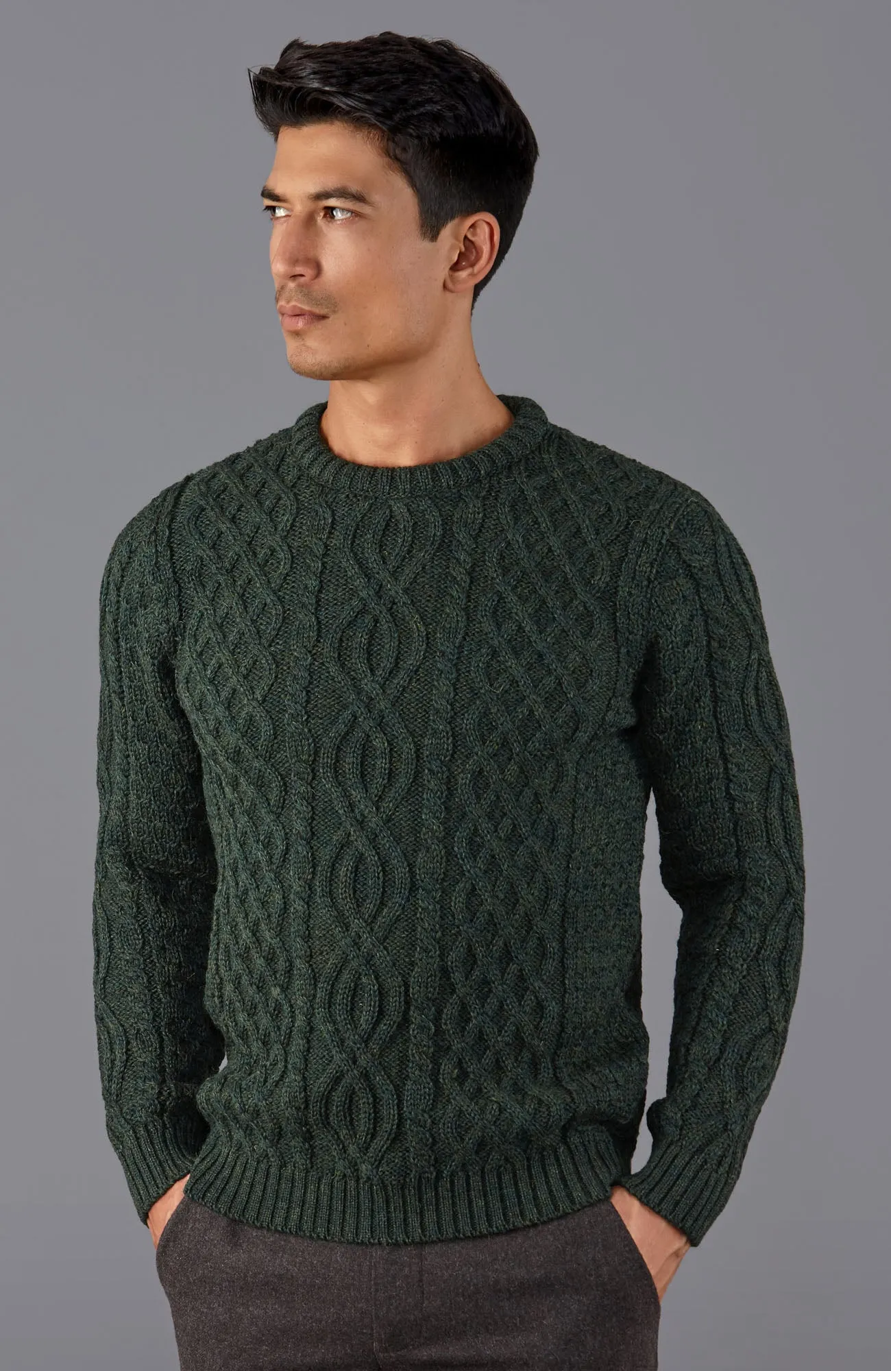 Mens Jarvis British Wool Aran Cable Sweater