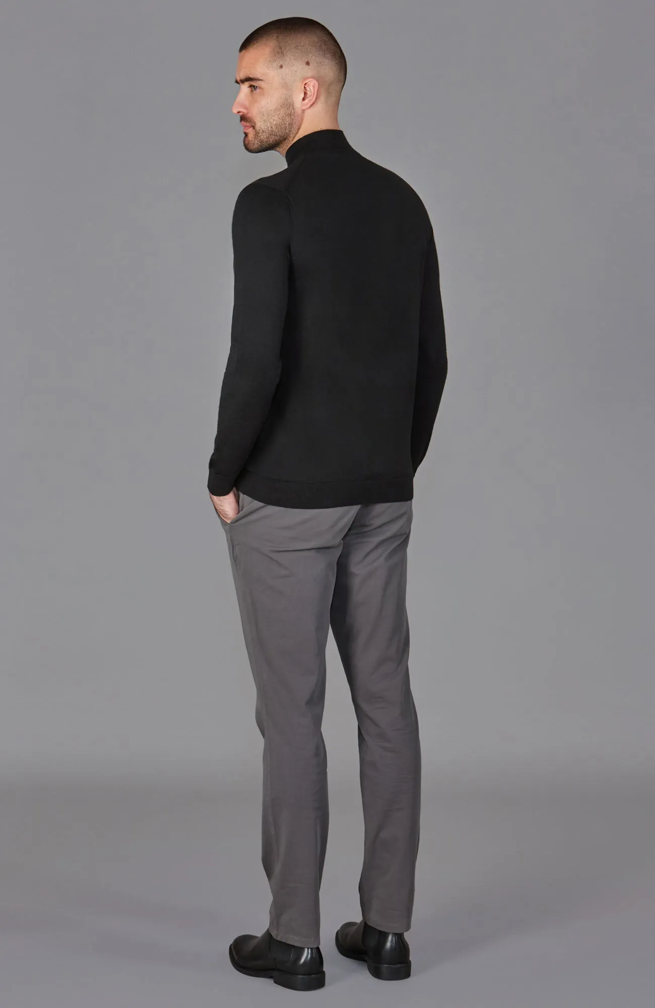 Mens Superfine Merino Silk Mock Turtle Neck Jumper