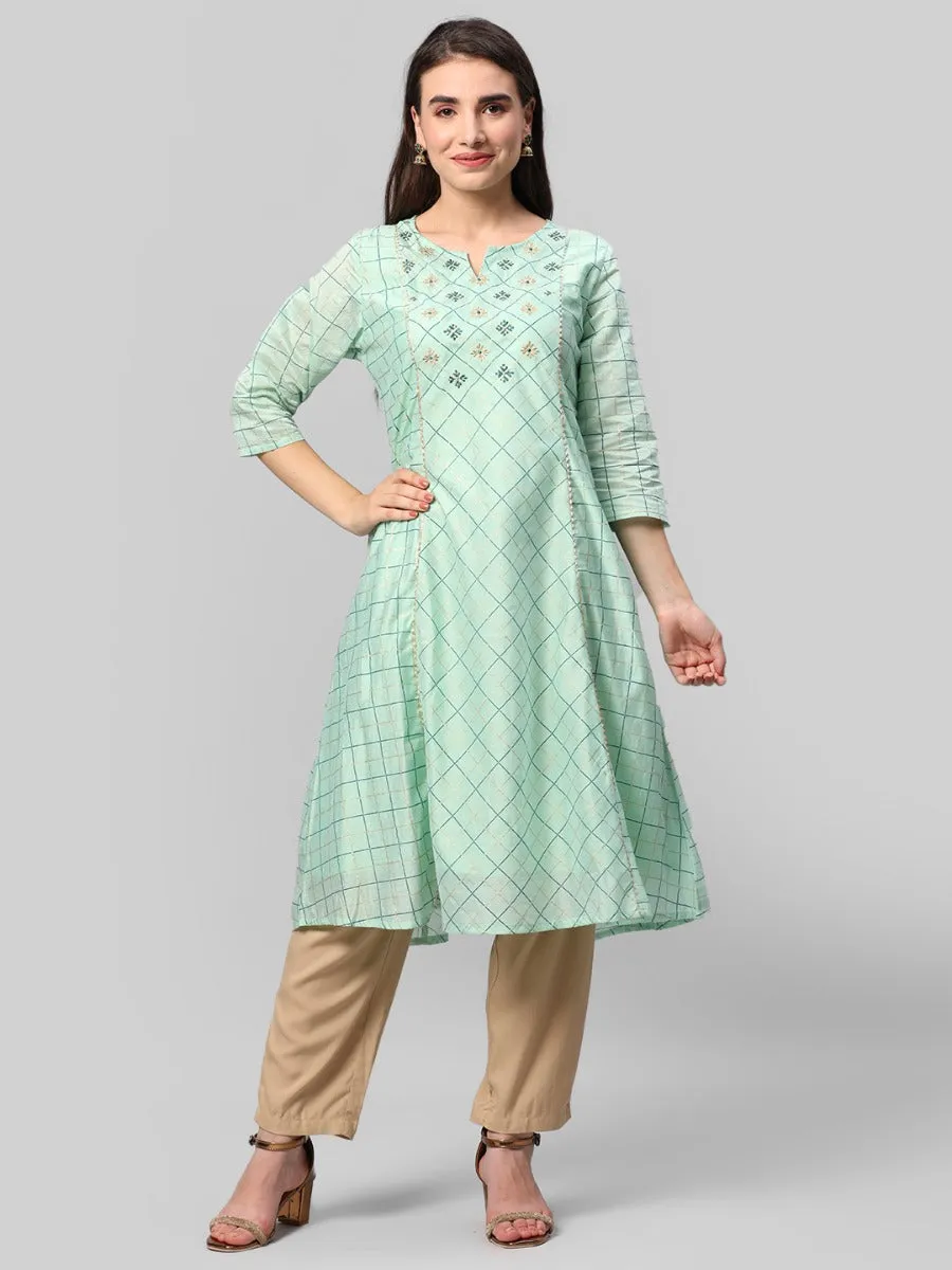 Mint Green Geometrical Printed Kurta