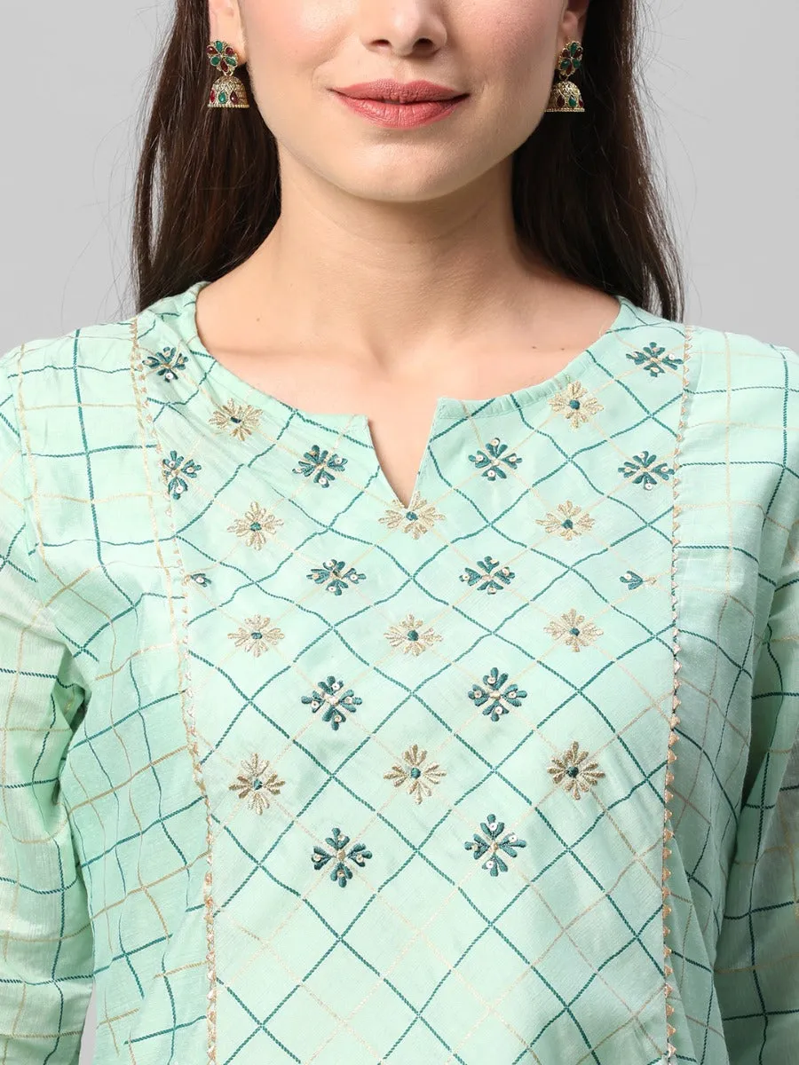 Mint Green Geometrical Printed Kurta