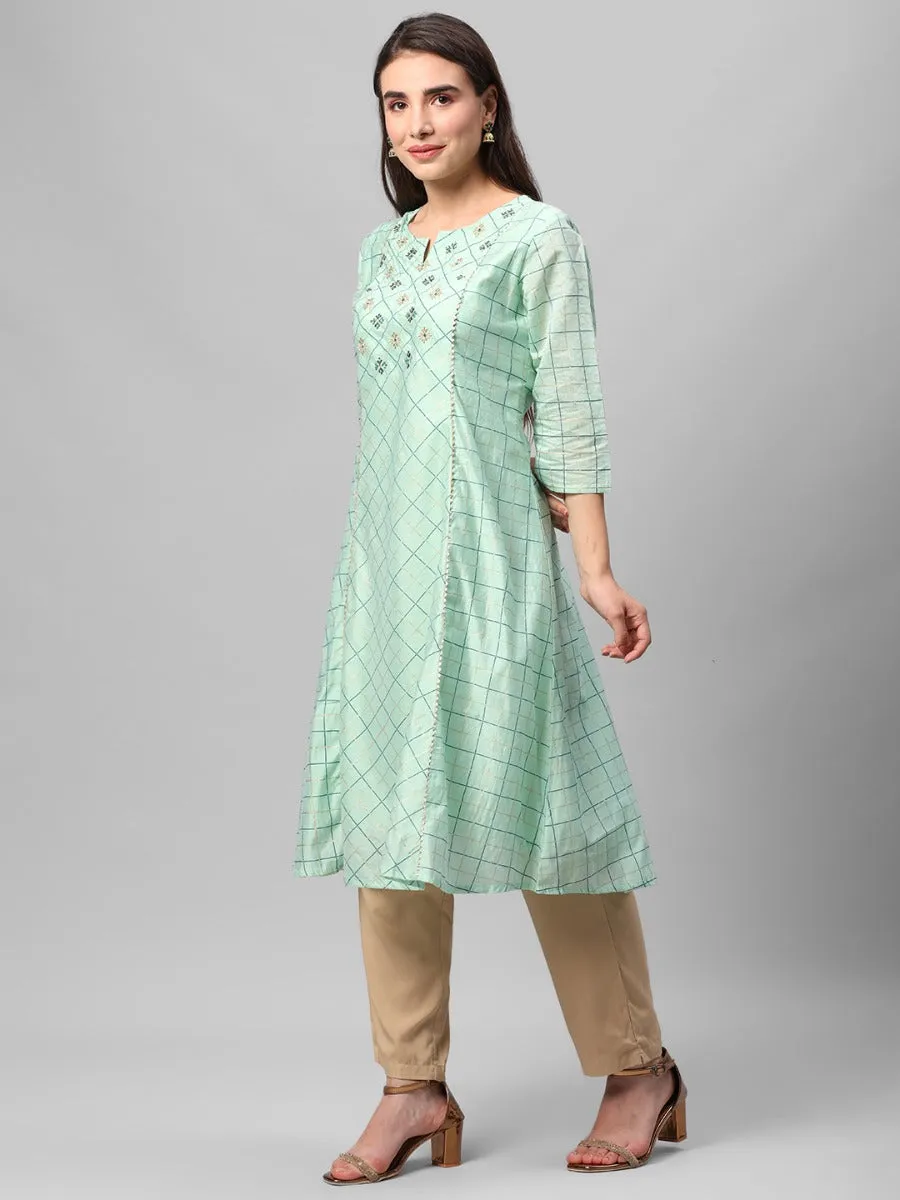 Mint Green Geometrical Printed Kurta