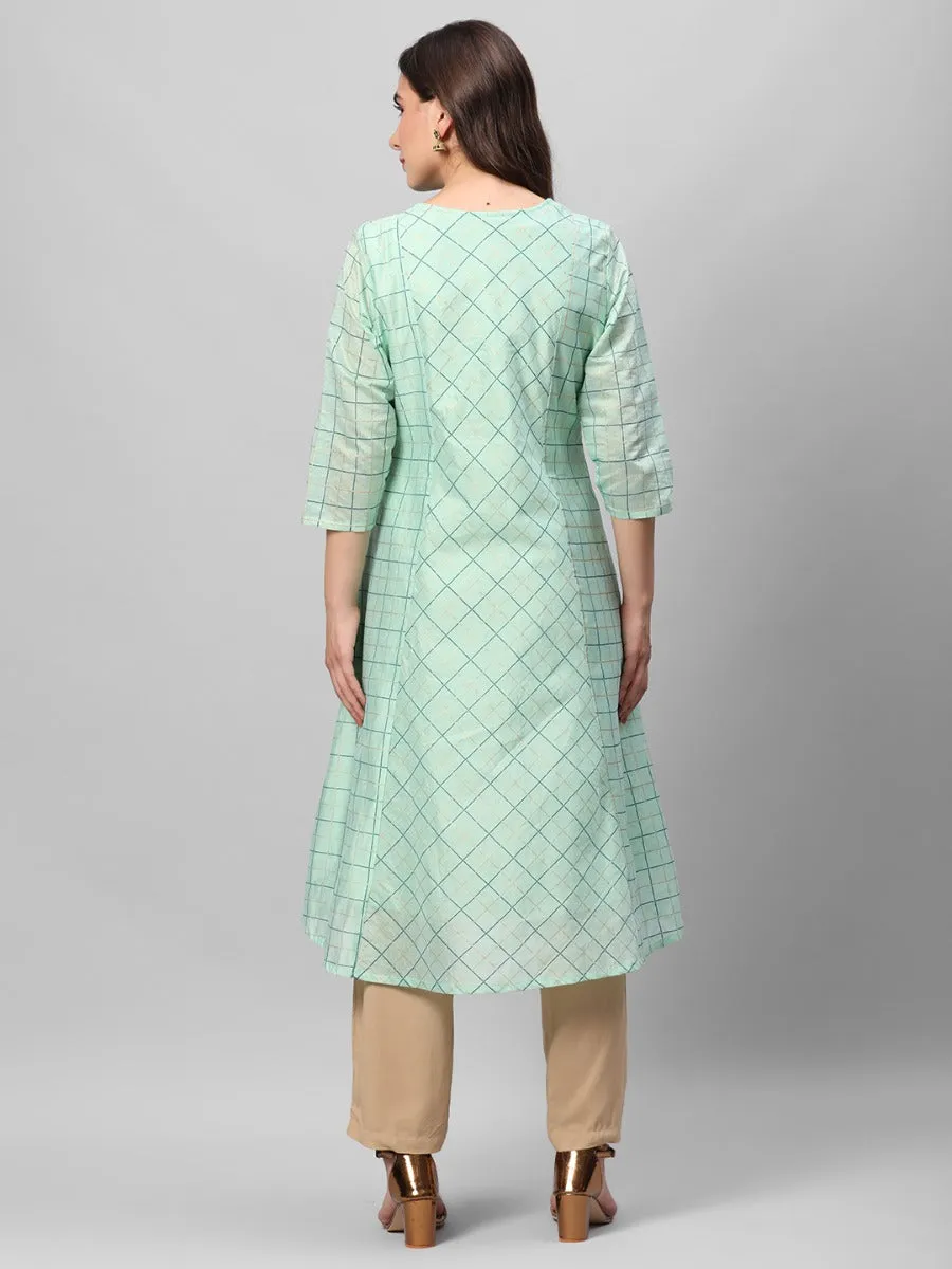 Mint Green Geometrical Printed Kurta