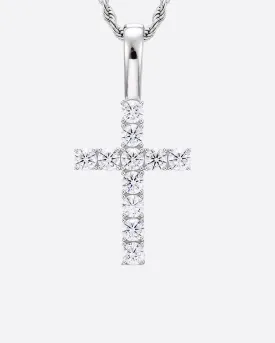 MOISSANITE CROSS PENDANT. - WHITE GOLD