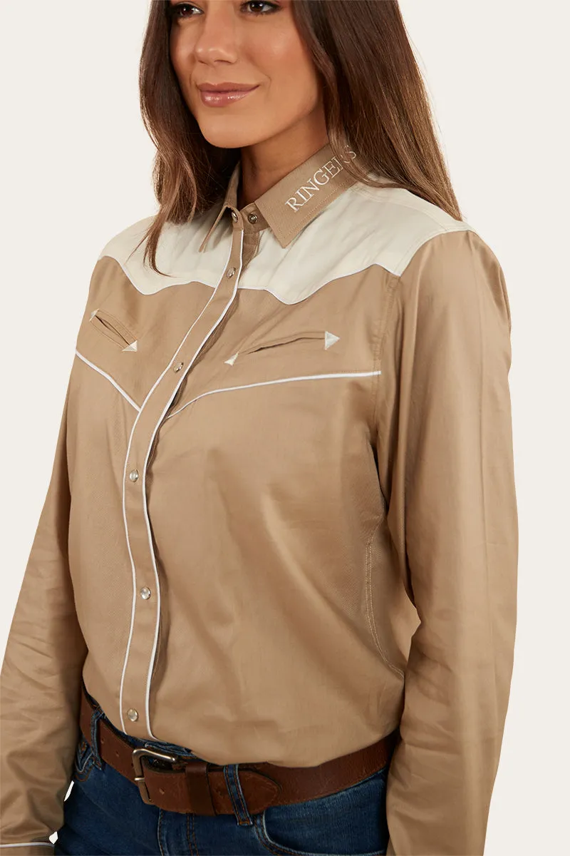 Musgraves Womens Western Shirt - Dark Sand/Off White