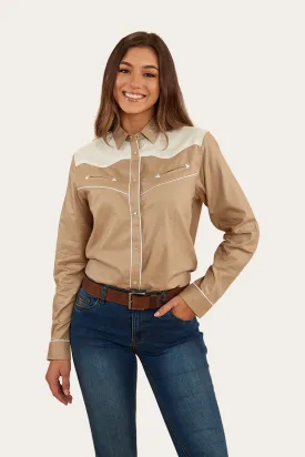 Musgraves Womens Western Shirt - Dark Sand/Off White