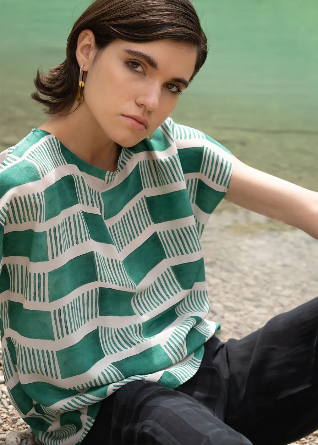 Ninette Top in Facade Green