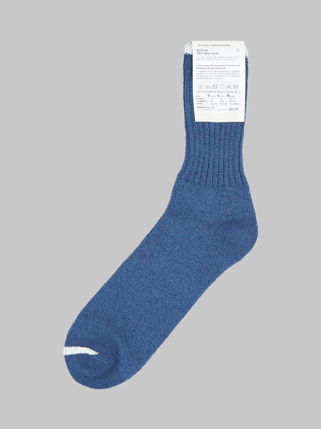 Nishiguchi Kutsushita Silk Cotton Socks Deep Blue