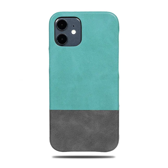 Ocean Blue & Pebble Gray iPhone 12 Leather Case