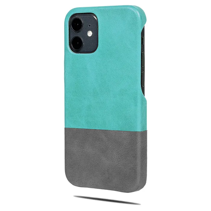 Ocean Blue & Pebble Gray iPhone 12 Leather Case