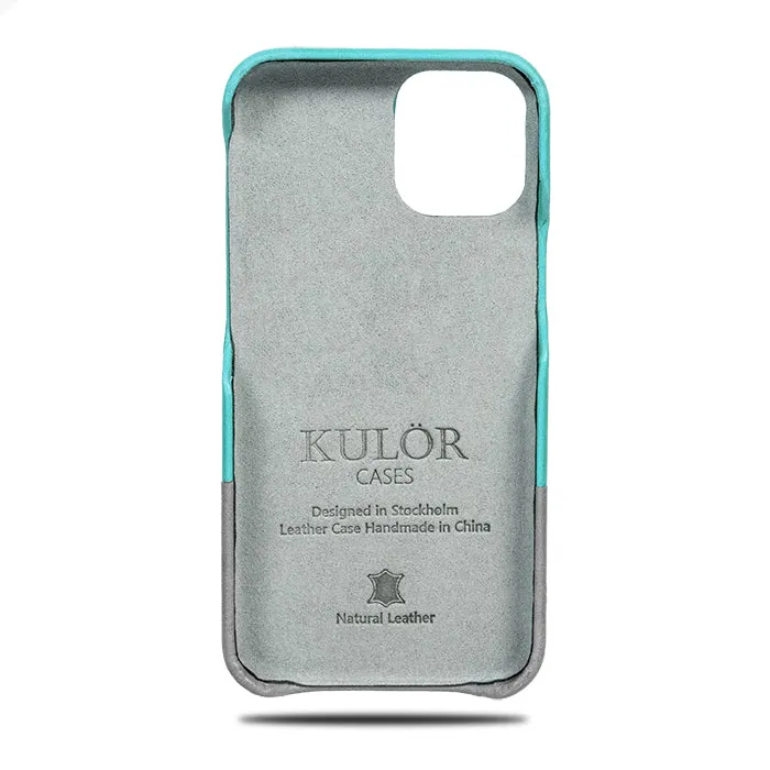 Ocean Blue & Pebble Gray iPhone 12 Leather Case