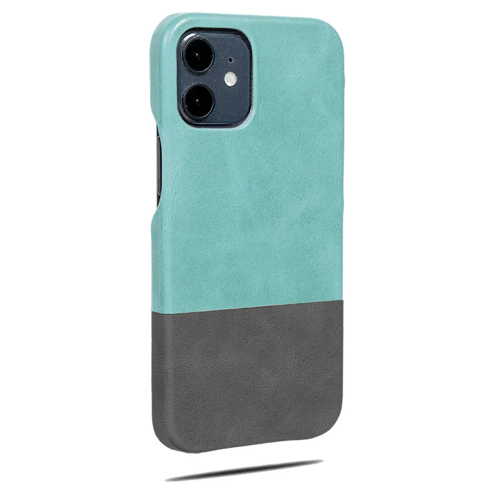 Ocean Blue & Pebble Gray iPhone 12 Leather Case