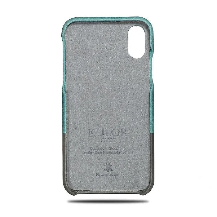 Ocean Blue & Pebble Gray iPhone XR Leather Case