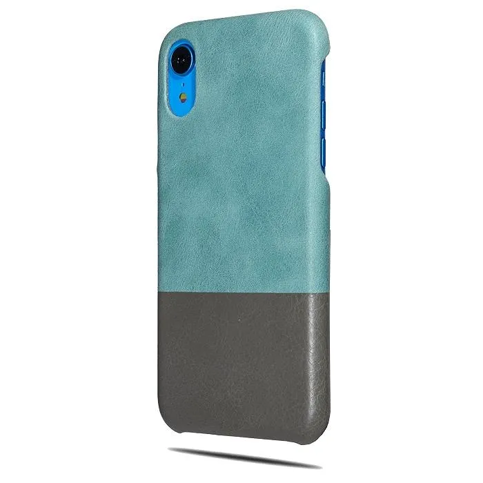 Ocean Blue & Pebble Gray iPhone XR Leather Case