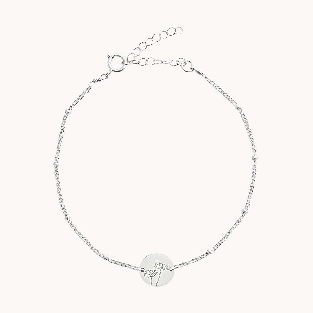 October Cosmos Silver Birthflower Bracelet