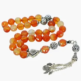 Prayer Beads Premium Laser Cut Agate Gemstone With 925 Silver