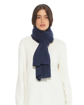 Pure Cashmere Plain Knit Scarf Blue