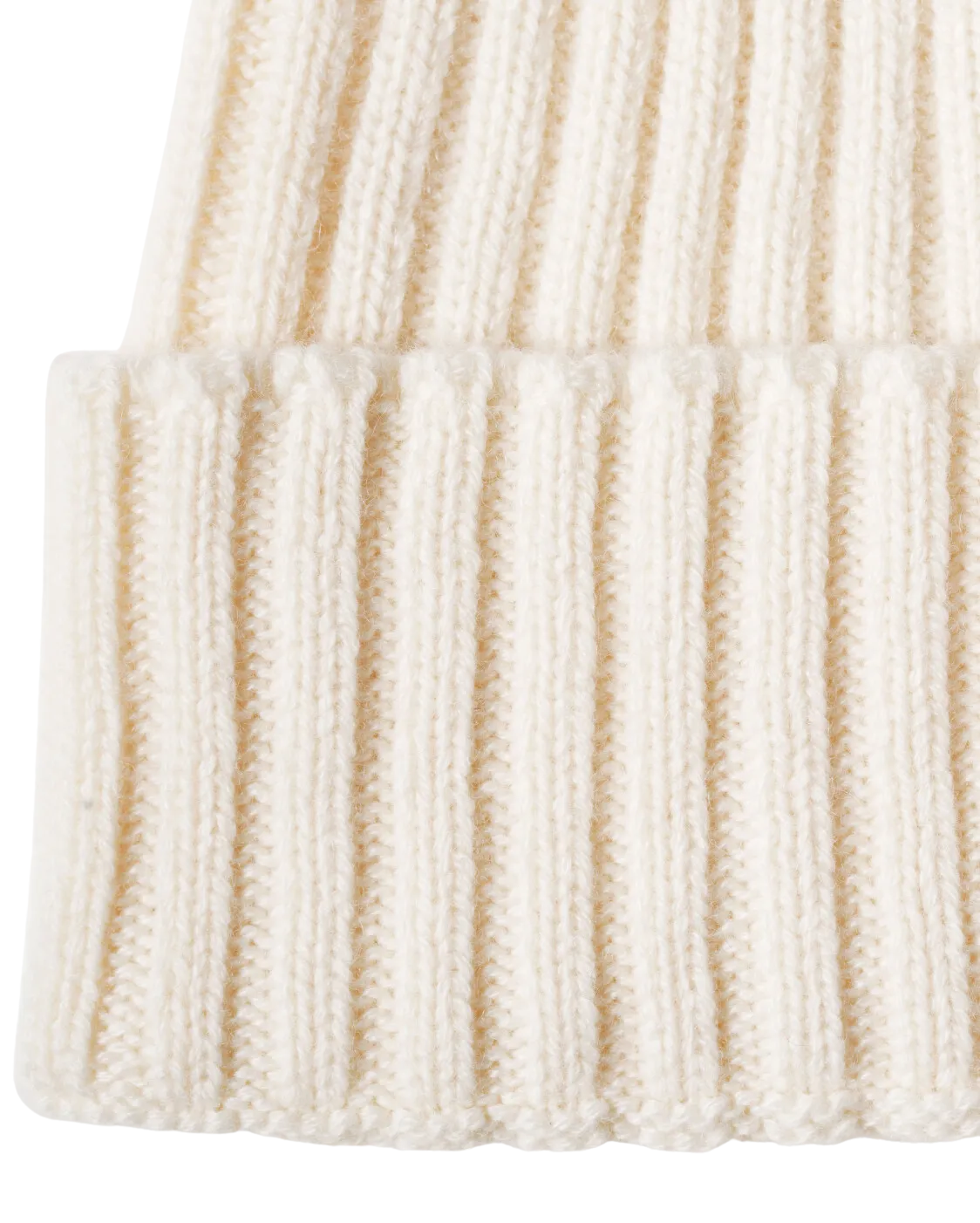 Pure Cashmere Ribbed Hat Milk White