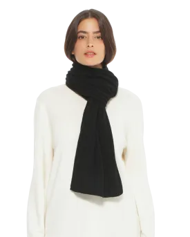 Pure Cashmere Ribbed Scarf Black