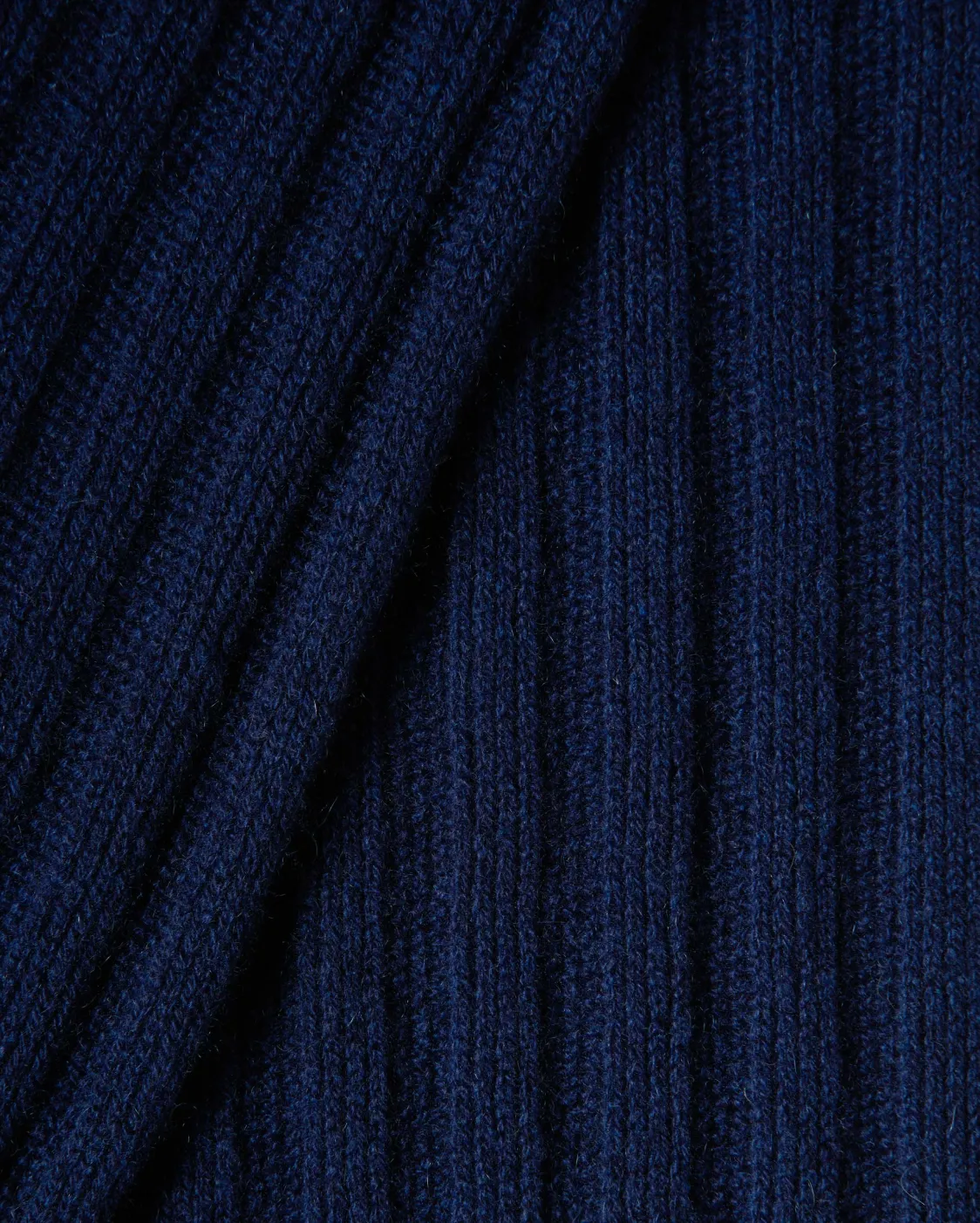 Pure Cashmere Ribbed Scarf Blue