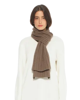 Pure Cashmere Ribbed Scarf Brown